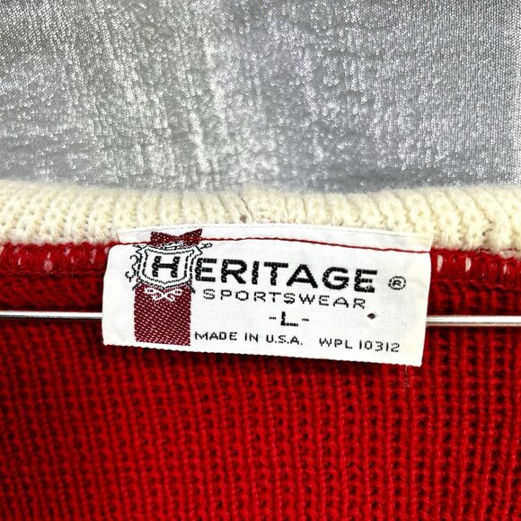 Vintage Heritage Wintuk Varsity Zip Up Red White Knitted Cardigan USA Size Large - Picture 3 of 10